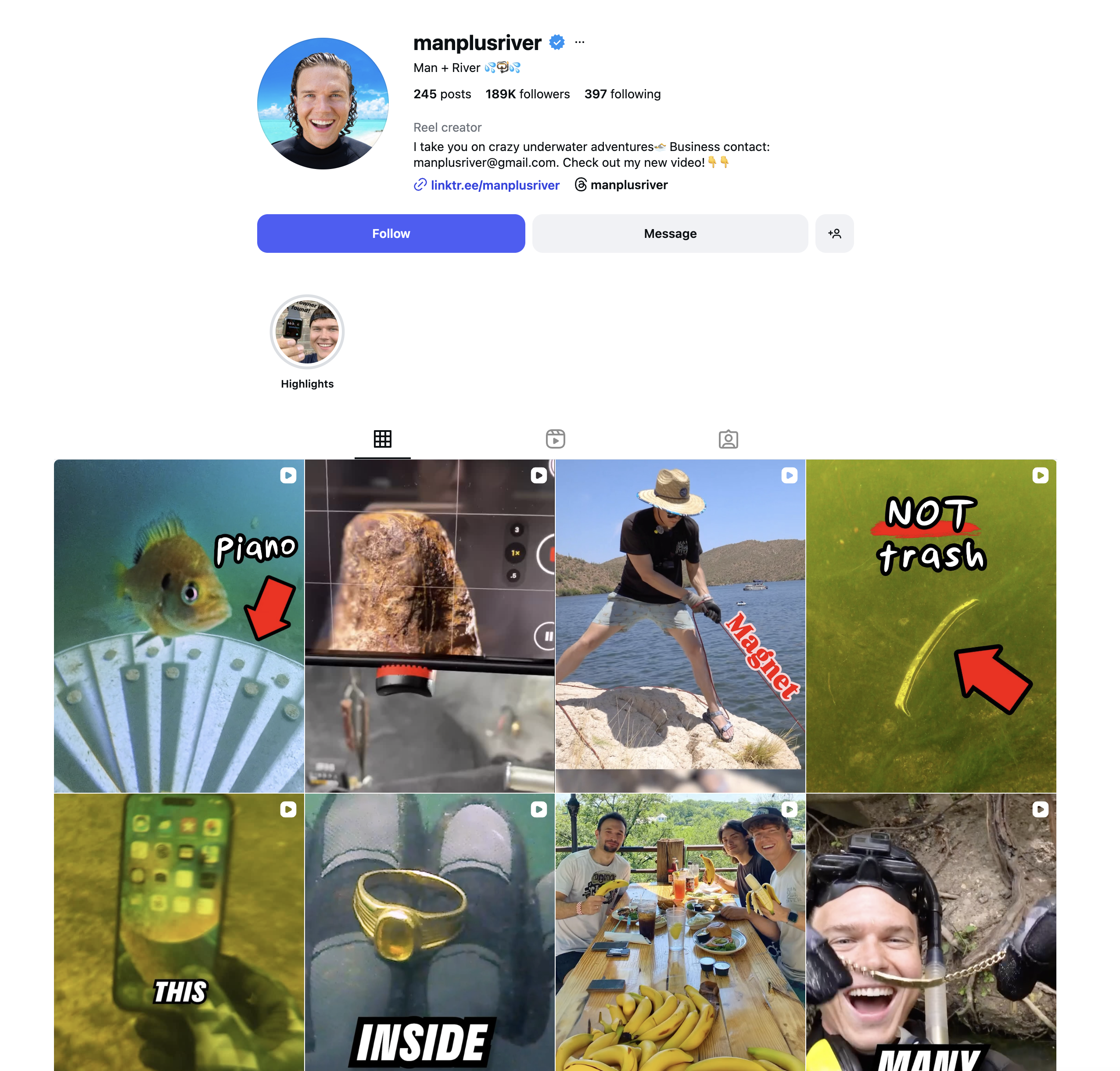 example of authentic influencer - man plus river